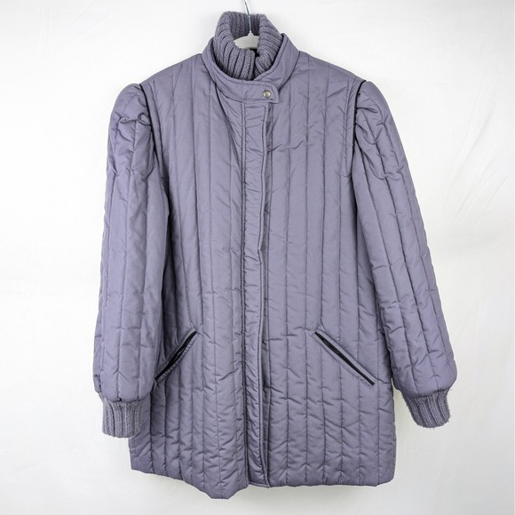Vtg Foxland Quilted Puff Sleeve Utility Jacket Barn Coat Western 12 L 90s Y2K - Picture 2 of 11